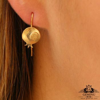 گوشواره طلا انار | گوشواره طلای انار | گوشواره طلا طرح انار | گوشواره طلا مدل انار